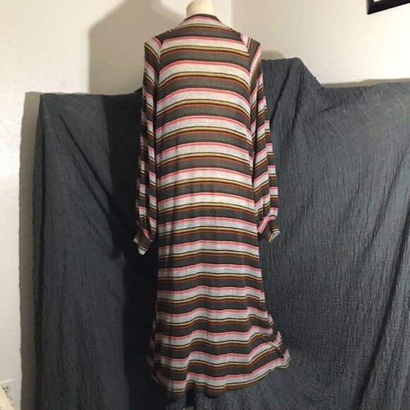 Hummingbird Stripped Cardigan Duster Size S/M - Picture 4 of 7